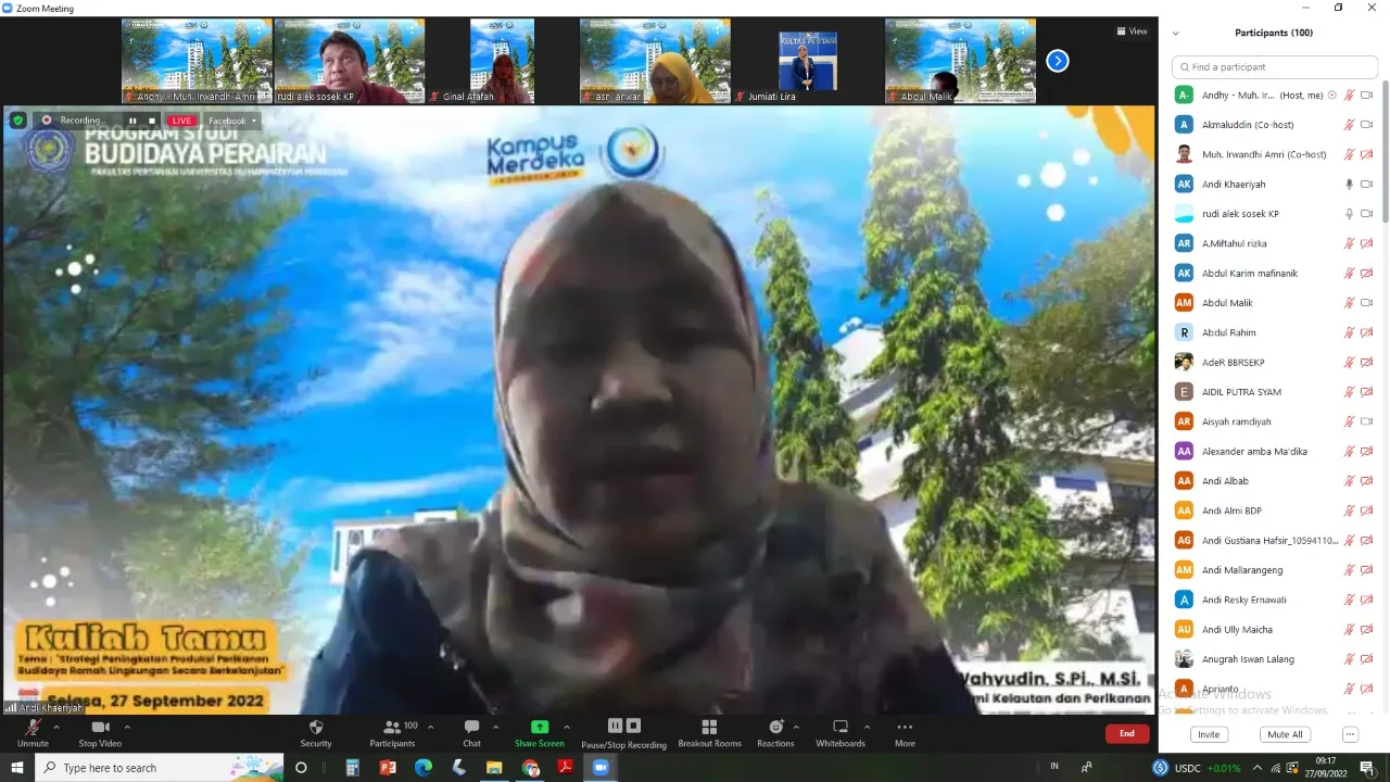 Kuliah Tamu Prodi BDP Unismuh: Strategi Peningkatan Produksi Perikanan Budi Daya Ramah Lingkungan Berkelanjutan